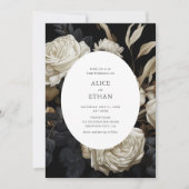 Witte Rozen Bloemen Gedroogde bladeren Donkere bru Kaart (Voorkant)