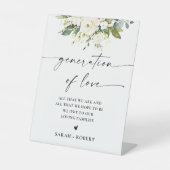 Witte Rozen Bloemen Generatie van Liefde Reclamebord Met Voetstuk (Voorkant)