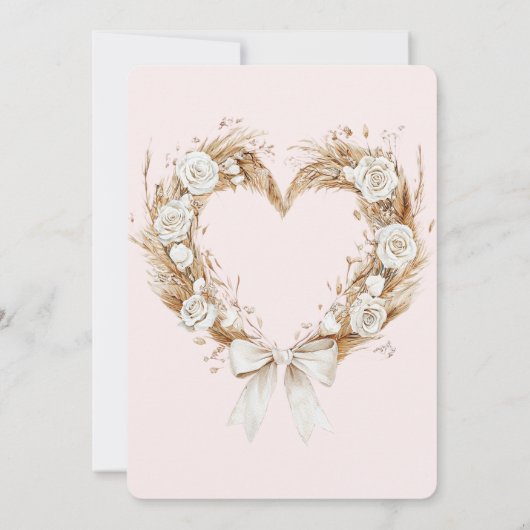 Witte Rozen Bloemen Hart Boog Verjaardag Kaart (Achterkant)