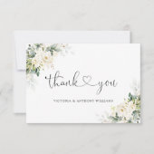 Witte Rozen Bloemen Huwelijk Flat Bedankt (Voorkant)
