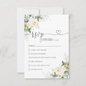 Witte Rozen Bloemen Huwelijk RSVP Kaart (Voorkant)