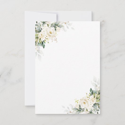 Witte Rozen Bloemen Huwelijk RSVP Kaart (Achterkant)