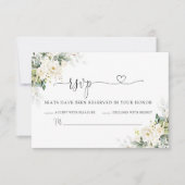 Witte Rozen Bloemen Huwelijk RSVP Kaart (Voorkant)