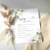Witte Rozen Bloemen Huwelijk RSVP Kaart