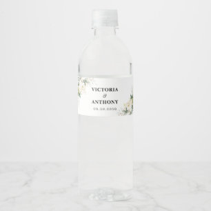 Witte Rozen Bloemen Huwelijk Water Fles Label Waterfles Etiket