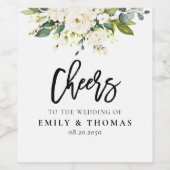 Witte Rozen Bloemen Huwelijk Wijn Label Etiket (Enkel label)