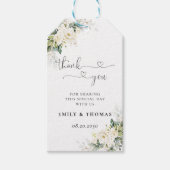 Witte Rozen Bloemen Huwelijksceremonie Gift Label Cadeaulabel (Voorkant)