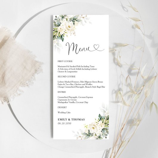 Witte Rozen Bloemen Huwelijksceremonie Menu