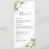 Witte Rozen Bloemen Huwelijksceremonie Menu (Voorkant)