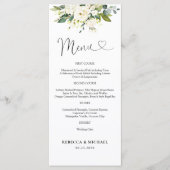 Witte Rozen Bloemen Huwelijksceremonie Menu (Voorkant)
