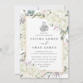 Witte Rozen Bloemen Islamitische Moslim Bruiloft Kaart (Voorkant)