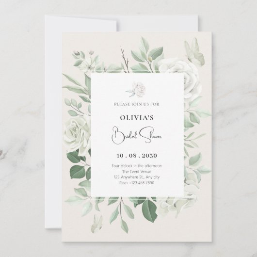 Witte rozen bloemen kaart (Voorkant)