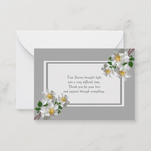 Witte Rozen Bloemen Na Begrafenis Dank u Kaarten Notitiekaartje (Voorkant)