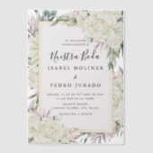 Witte Rozen Bloemen Nuestra Boda Spaanse bruiloft Vellum Uitnodigingen (Voorkant)