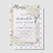 Witte Rozen Bloemen Nuestra Boda Spaanse bruiloft Vellum Uitnodigingen (Offset (Uitnodiging))