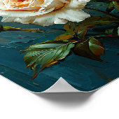 Witte rozen bloemen poster (Hoek)