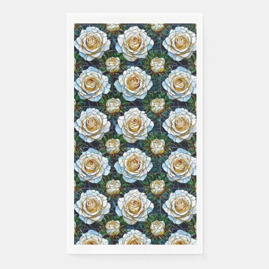 Witte rozen bloemen servet (Voorkant)