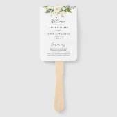 Witte Rozen Bloemen Trouwprogramma Handwaaier (Voorkant)