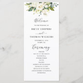 Witte Rozen Bloemen Trouwprogramma Programmakaart (Voorkant)