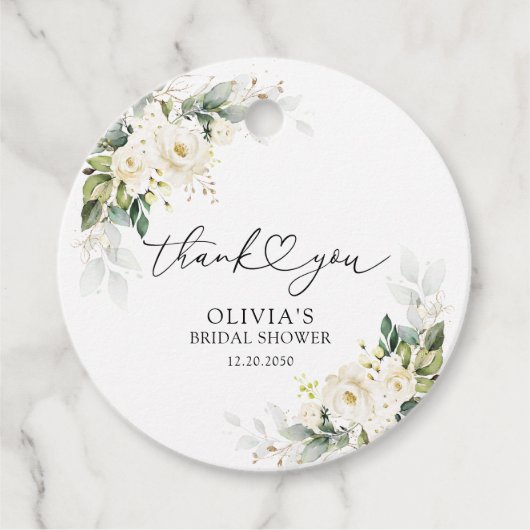 Witte Rozen Bloemen Vrijgezellenfeest Gift Label (Voorkant)