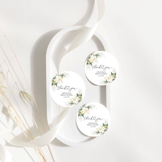 Witte Rozen Bloemen Vrijgezellenfeest Gift Label