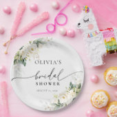 Witte Rozen Bloemen Vrijgezellenfeest Papier Borde Papieren Bordje (Feest)