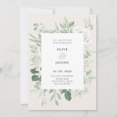 Witte rozen bloemenbruiloft kaart (Voorkant)