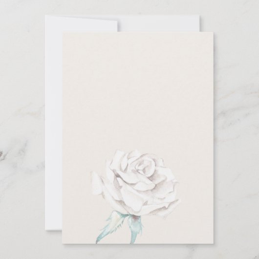 Witte rozen bloemenbruiloft kaart (Achterkant)