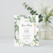 Witte rozen bloemig kaart (Staand voorkant)