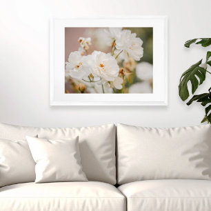Witte Rozen Bloemige Botanische Natuur Foto Poster