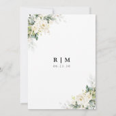 Witte Rozen Bloemige Save The Date Kaart (Achterkant)