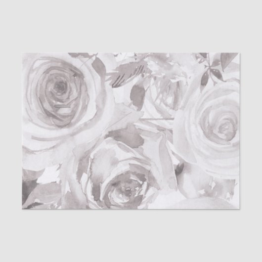Witte Rozen Bloemisterij Roos Moderne Elegante Tro Tissuepapier (Voorkant)