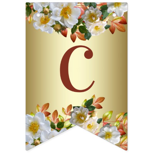 Witte Rozen Bloemrijke Gouden Slagboom Vlag Vlaggetjes (Eerste vlag)