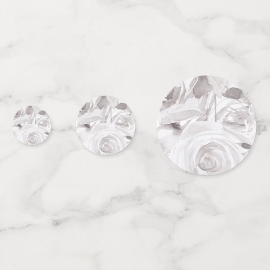 Witte Rozen Bloemrijke Roos Moderne Elegante Bruil Confetti (Achterkanten)