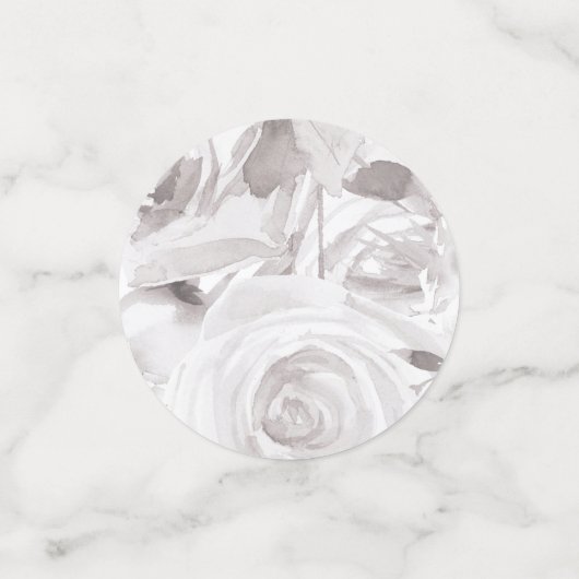 Witte Rozen Bloemrijke Roos Moderne Elegante Bruil Confetti (Kleine voorkant)