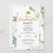 Witte Rozen Bloemstuk Afstudeerfeest Kaart (Voorkant)