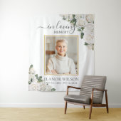 Witte Rozen Bloemstuk Foto Ter Herinnering Wandkleed (In situ)