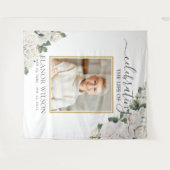 Witte Rozen Bloemstuk Levensviering Foto Wandkleed (Voorkant (horizontaal))