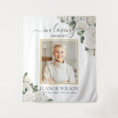 Witte Rozen Bloemstuk Ter Herinnering Foto Wandkleed (Voorkant)