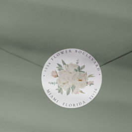 Witte ROZEN Boeket Botanische retouradres Ronde Sticker