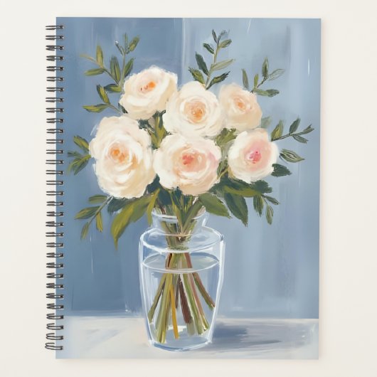 Witte Rozen Boeket Elegant Aquarel Bloemig Planner (Voorkant)