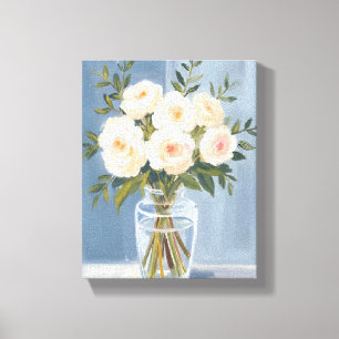 Witte Rozen Boeket Elegante Waterverf Bloemen Canvas Afdruk