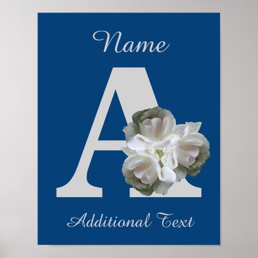 Witte Rozen Boeket Monogram A Gepersonaliseerd Poster (Voorkant)