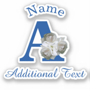 Witte Rozen Boeket Monogram A Gepersonaliseerd Sticker