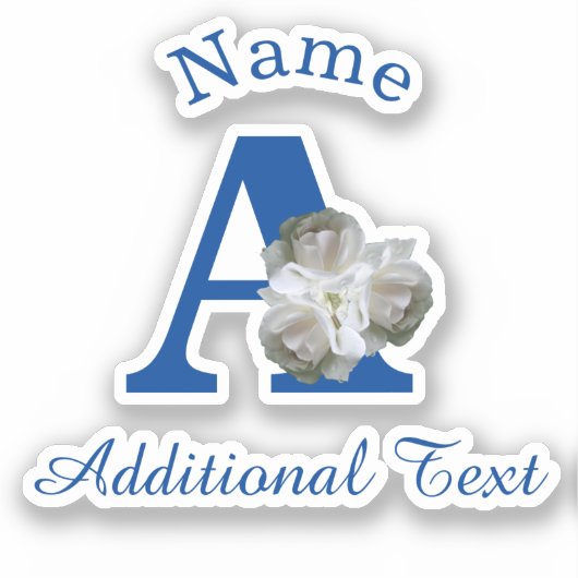 Witte Rozen Boeket Monogram A Gepersonaliseerd Sticker (Voorkant)