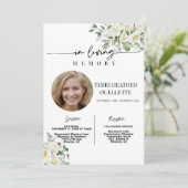 Witte Rozen Boho begrafenis herdenkingsdienst foto Kaart (Staand voorkant)