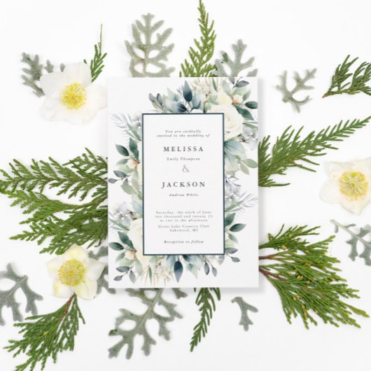 Witte Rozen Boho Bruiloft Kaart