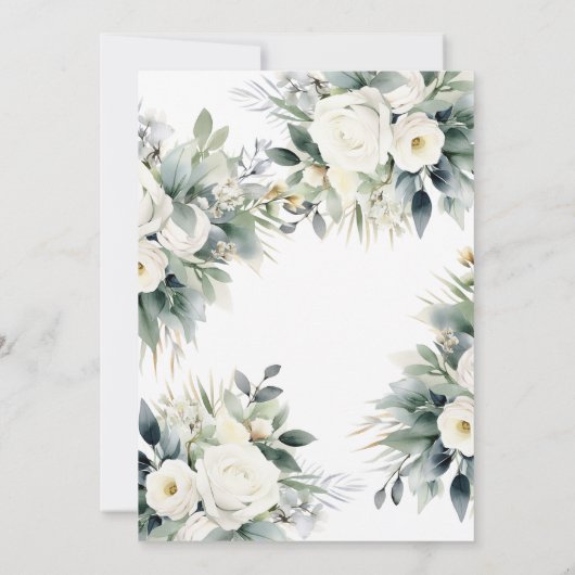 Witte Rozen Boho Bruiloft Kaart (Achterkant)