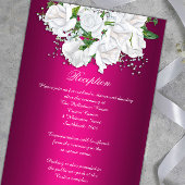 Witte rozen Boho Fuchsia Pink Weddenschap Informatiekaartje