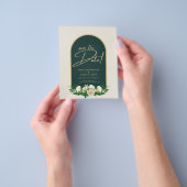 Witte Rozen Bos Groen Winter Huwelijk Data Bewaren Flyer (Hand)